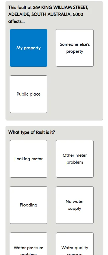 Report flow: who the fault affects and what type of fault it is.